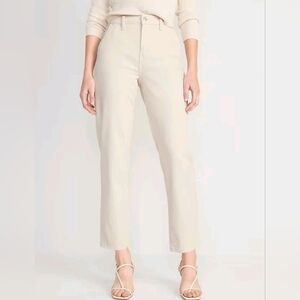 Old Navy Sky-Hi Straight Workwear Jeans Ankle High Rise Ecru Tan Size 12 NWT
